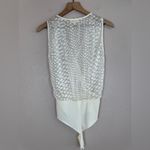 L'Agence L’Agence Ivory Faux Wrap Sheer Burnout Sleeveless Bodysuit Blouse size XS $295 Photo 4
