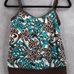 kim rogers Kim‎ Rogers Brown Blue Floral Swim Tropical Beach Boho Tankini Top S Small Photo 0