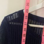 Talbots  100% linen size extra large, navy blue knit see-through blouse long leng Photo 6