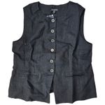 J.Crew  Cutaway vest top in linen‎ Black CI544 14 NWT Sleeveless Button Front Photo 2