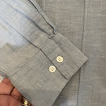 Banana Republic  Women Linen Blue Small Popover Tunic Top Long‎ Sleeve Pleated Photo 4