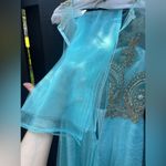 MAY QUEEN WOMEN’S BEADED BATEAU SWEETHEART LONG PROM DRESS AQUA MQ1293 Sz 8 NWT Blue Photo 9