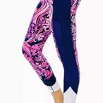 Lilly Pulitzer Weekender Mid-Rise Midi Legging Navy Flirty Fins & Feathers S NWT Photo 1