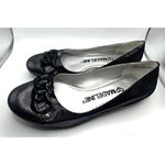 Madeline Flats Shoes, Size 7.5 M Black leather upper metallic Photo 5
