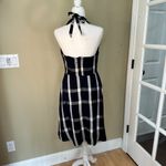 Anthropologie  Eva Franco Linen Navy Plaid Halter Dress Photo 3