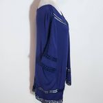 Valerie Stevens Navy Top with Crochet Lace Accents Size XL Navy Blouse Photo 3