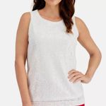 Charter Club 🆕  Sequined Tank Top, White, Small Photo 0