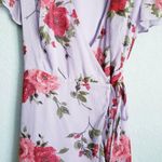 Anthropologie All In Favor Isabella Purple Floral Wrap Mini Dress Photo 3