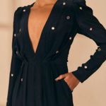 Farm Rio NWT Black Jumpsuit Mirror Embroidered Beaded Details Long Sleeve Large Photo 2