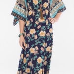 Chico's  Navy Floral Imperial Kimono Maxi Dress. Chico’s Size 2.5P (14) Photo 0