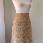 Piazza Sempione Vintage ‘00s Tan Linen Blend Textured Knee Length Skirt Photo 5