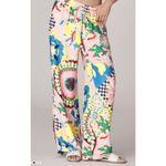 Anthropologie  Maeve Colorful Straight-Leg Pull-On Silk Pants Size‎ Medium Photo 1