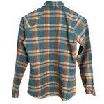 Vintage 70s 80s Plaid Shirt Women Retro Blue Orange Button Photo 1