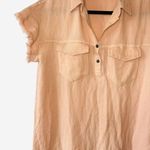 Umgee Light Peach Collared Raw Hem Short Sleeve Mini Utility Dress Photo 4