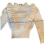 ZARA Frilly High Neck Pearl &Rhinestone Embellished Elegant Long Sleeve Sweater Photo 4