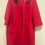 Vintage Red Wool Coat Size 10 Mod 60s Style Above Knee Length Photo 0