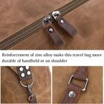 Oversized Travel Duffel Bag Waterproof Canvas Genuine Leather Weekend bag Weekender Overnight Carryon Hand Bag Brown Photo 3