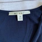 Miami Navy Blue Surplice Blouse with V-Neck and Short Sleeves Photo 4