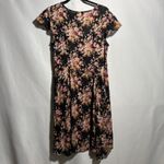 D&S Ralph Lauren Moody Floral Dress 12 Babydoll Flutter Sleeve Romantic Boho SEE Black Photo 1