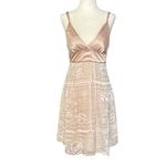 Guess Junior Y2K Silk Champagne Satin And Floral Dress Photo 4