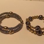 Lot Of 2 Women’s Stretchy Spiral Bracelets Beaded Two Tone Photo 5