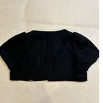 Saks 5th Avenue SAKS FIFTH AVENUE Black Cropped Short Blazer Shrug Gold Lined Beaded Wool Photo 9