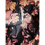 Free People Floral Button Retro Love Front Midi Skirt Black Pink Boho Size 8 Photo 2