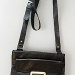 Paul Taylor Black Leather Shoulder Purse With Large Silver Buckle Photo 0