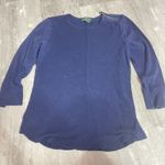 LRL Lauren Ralph Lauren Top Women's Size M Navy Blue 100% Cotton Bag7 Photo 0