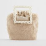 ZARA NEW Fur Bucket Bah With Pearl Handles Photo 5