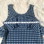 Leota Sleeveless Maternity Midi Dress Plaid Knit Tie Waist Blue Gray Small Photo 7