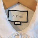 Alexis  Greyson Smocked Lace Long Sleeve Button Up Collared Blouse Top Photo 3