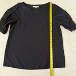Tibi Black Blouse Top Mixed Media Puffy Sleeves Size 4 Photo 6