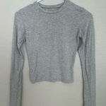 None Heather Gray Long Sleeve Women's Cropped Tee Photo 0