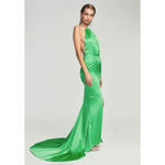 Retrofete Satin Crystal Margot Gown in Green XSmall New. Long Maxi Dress Size XS Photo 12