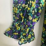 ZARA  Floral Micro Pleat Long Sleeve High Neck Puff Sleeve Baby Doll Mini Dress L Photo 8