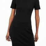 ZARA Ribbed Dress Black Stretch Short Sleeve A-Line Bodycon Stretchy Mini Small Photo 0