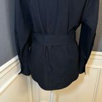 ZARA  Navy Blue Buckle Belt Button Down Shirt Blouse Photo 11