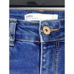 ZARA Mid Rise Raw Hem Skinny Jeans Pearl Beaded Detail 5 Pockets 4 Dark Wash Photo 6