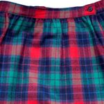 Vintage Tartan Plaid Wool Skirt Burgundy Purple Green Midi Colorful Festive Red Size 6 Photo 6