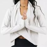 Athleta ZYIA Active Top Haze Shawl Long Sleeve Wrap Top Light Gray Size Photo 0