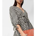 Altuzarra 💕💕 Donrine Seersucker Gingham Midi Dress ~ Black Ivory 42 EU NWT Photo 4