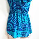 Amanda Uprichard  Silk Peplum V Neck Ruffle Tank Top Blue Purple Small Pullover Photo 7