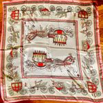 VINTAGE EQUESTRIAN horse&carriage baby pink/ivory silky SCARF 35’/35’ inches Pink Photo 0