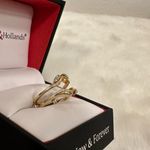 Diamond wedding ring wrap guard! 14K gold vintage style double band! Photo 1