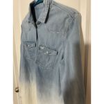 Hollister  Womens‎ Long Sleeve Denim Shirt Dip Dye Blue White Size Medium Photo 1