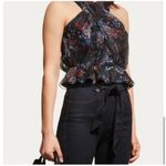 Veronica Beard  Womens Silk Metallic Floral Black Open Back Multi Kailani Top 8 Photo 4