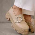 Alohas Anthropologie Trailblazer Platform Crystal Buckle Loafer Size 8.5 Photo 0
