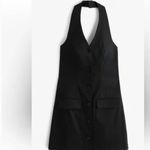 Abercrombie & Fitch NWOT  Black Button Mara Halter Vest Backless Mini Dress M Photo 2