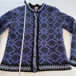 Vintage LL Bean Purple Nordic Snowflakes Button Wool Cardigan Sweater Size SMALL Photo 11